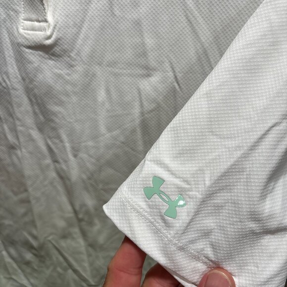 NWT Under Armour White HeatGear Golf Polo with Mint Collar – Women’s S - Picture 4 of 6